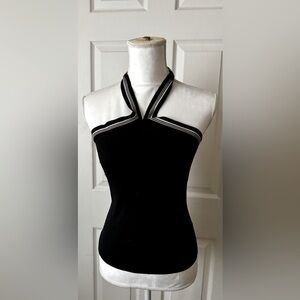 Black silk blend halter top, reminds me of tennis/athletic tops